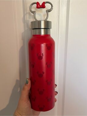 Mini mouse water bottle Disney red emblem carabiner metal printed cold drink